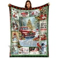 thumbnail image 2 of Red Truck and Snowman Christmas Blanket – Winter Holiday Throw with Cardinals, Snowy Trees, and Festive Gifts – Birthday or Christmas Gift for Women, Men, and Kids, 2 of 6