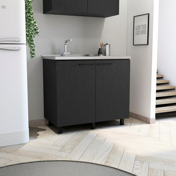 Black finish - Durable sink and cabinet combo - Kitchen setup - Keep kitchen tidy