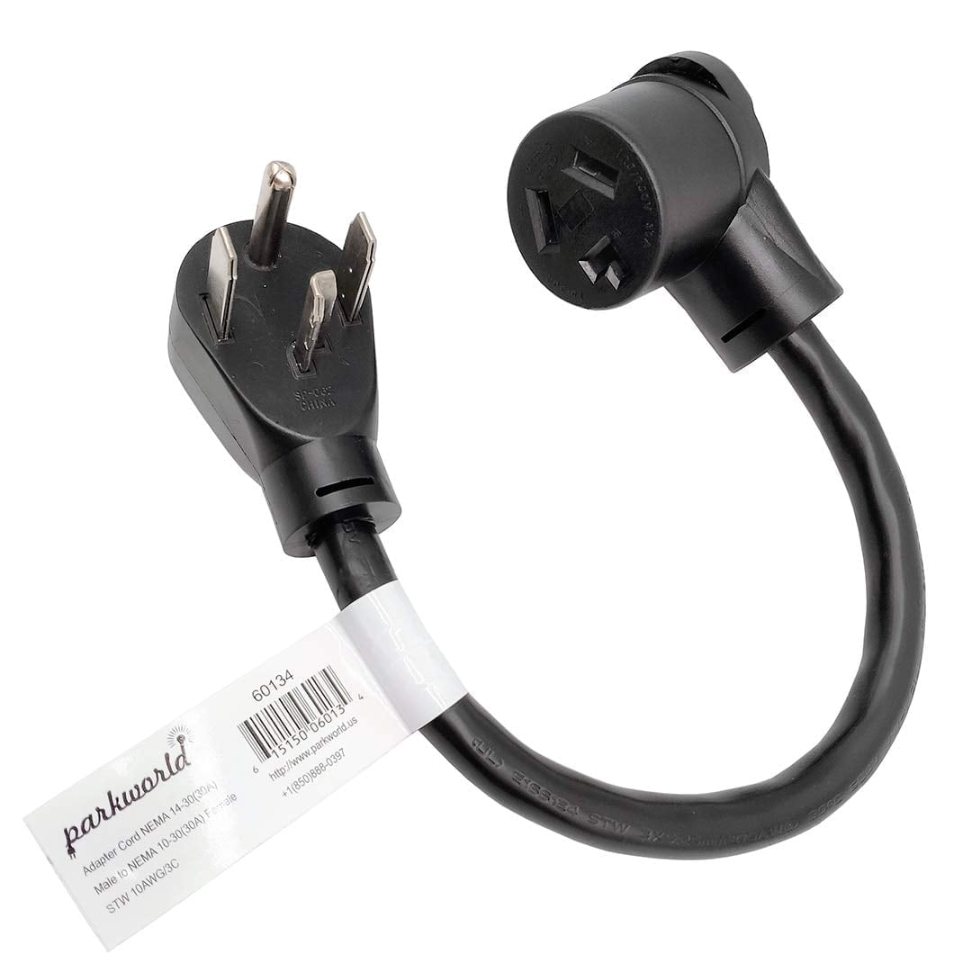 Parkworld 60134 Dryer Adapter Cord NEMA 14-30P Male to 10-30R Female, 30A, 250V, 1.5FT