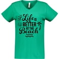 thumbnail image 3 of Inktastic Life is Better at the Beach with Sunshine Seashell and Palm Trees Women's V-Neck T-Shirt, 3 of 5