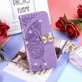 thumbnail image 5 of Wallet Case for Samsung Galaxy S23 FE (NOT S23) for Women Girls, Shiny Butterfly Flower PU Leather Cover with Card Slot Holder Flip Phone Case for Samsung Galaxy S23 FE Rhinestone Purple, 5 of 9