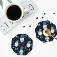 thumbnail image 4 of Lsque Gnome and Snowflakes Pattern 4" Drink Coasters Set of 4, PVC Leather Absorbent Coasters, Table Coaster Set Decorative Coffee Cup Coasters Housewarming Gift -Octagon, 4 of 6