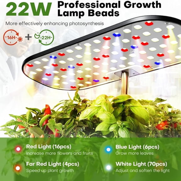 Hydroponics Growing System Kit Indoor Herb Garden with Grow Light 12 Pods, with LCD Touch Panel Hydroponic Planter, Planting Height Up to 17", Grower Harvest Fresh Veggie Lettuce, Black