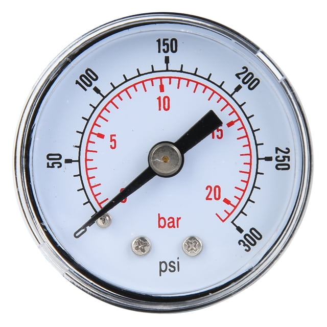 Manómetro mecánico para aire, aceite y agua, conexión trasera BSPT de 1/8" (0-300 psi, 0-20 bar)