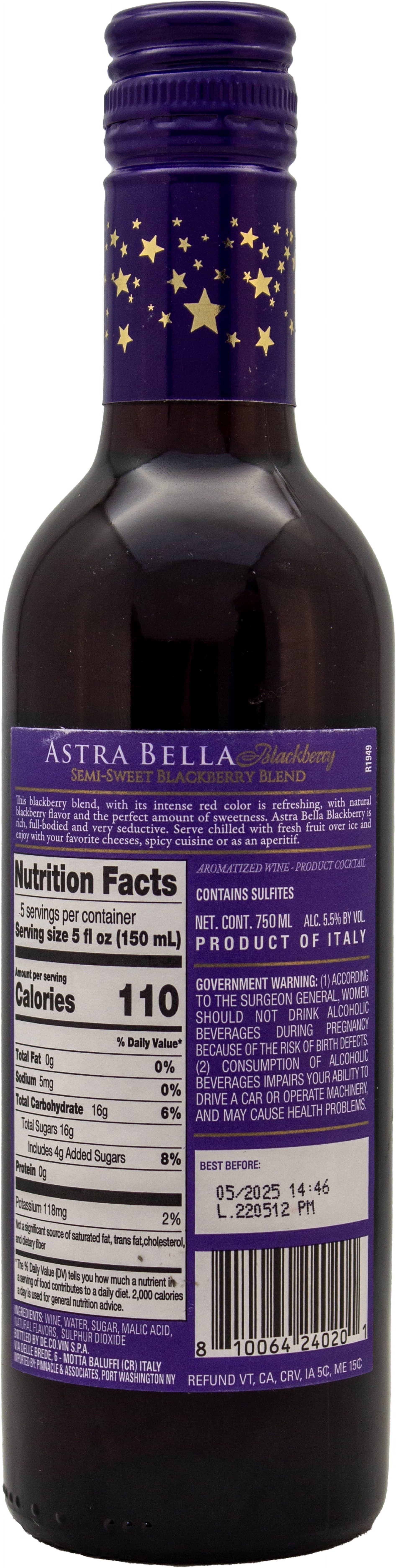 Astra Bella Semi-Sweet Blackberry Italian Red Blend Wine 750ml