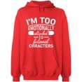 thumbnail image 2 of OXI Hoodie Sweatshirt - I'm Too Emotionally, Basic Casual Hoodie for Men's and Women Fleece Hoodie Long Sleeve - Red Large, 2 of 3
