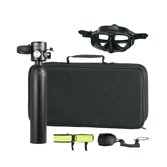 VEVOR Scuba Tank, 0.5L Portable Diving Tank with Pump, Diving Oxygen Cylinder Supports 5-10 Minutes Underwater Breathing, 98.43 ft Diving Depth, Refillable Snorkel Air Tank for Underwater Exploration