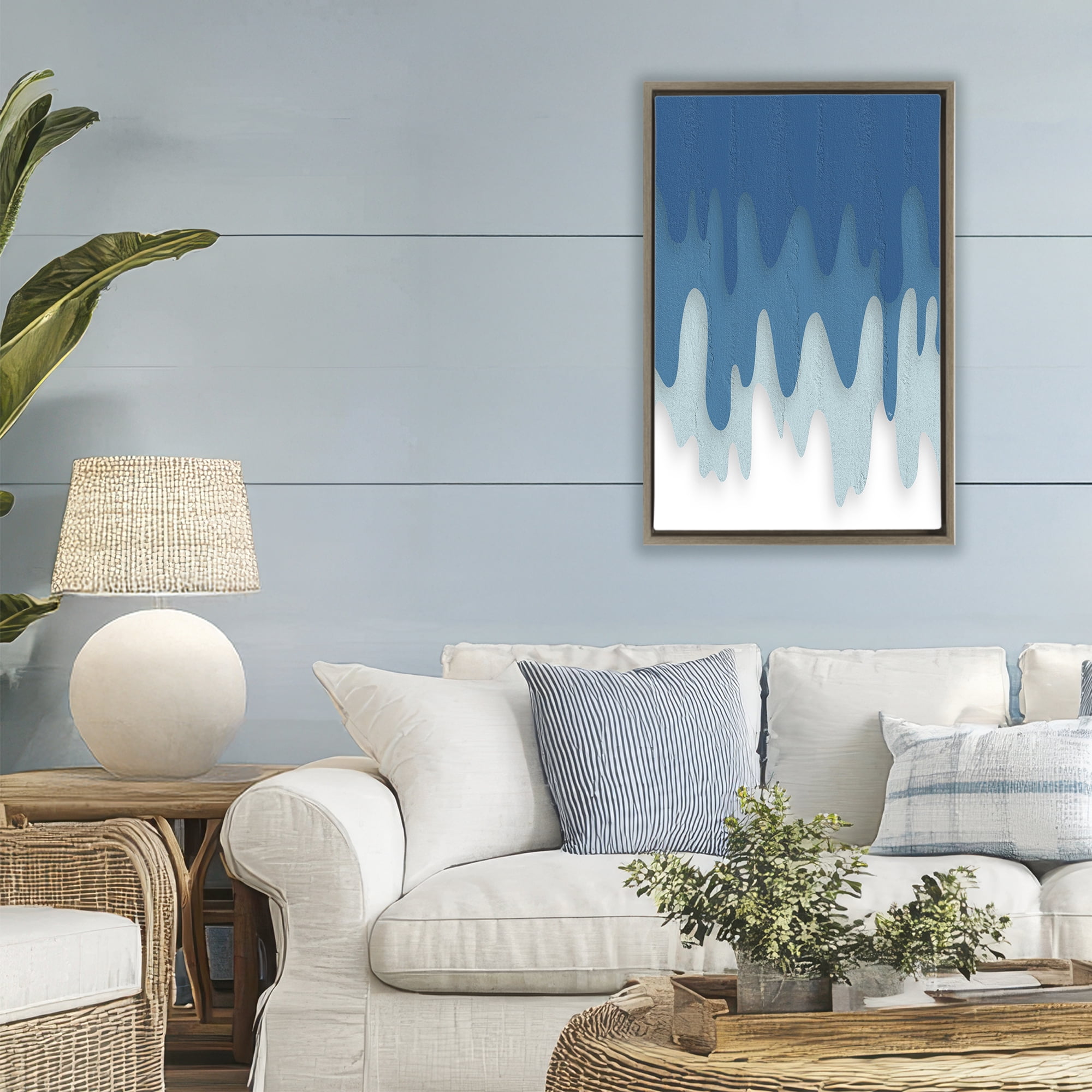Stupell Industries Water Wave Fluid Contour Brown Framed Floater Canvas Wall Art, design by Martina Pavlova