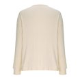 thumbnail image 4 of Delliss Women's V Neck Knitted Bell Sleeve Sweater Solid Color Stylish Baggy Top Beige XL, 4 of 8