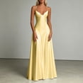thumbnail image 2 of XIAOCHA Women's Summer Elegant Maxi Dress V Neck Thin Spaghetti Strap Satin Solid Flowy Floor Evening Gown, 2 of 6