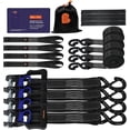 thumbnail image 2 of Rtchet Tie Strp Set of 4-5,250 LBS Breking Strength, 1.5" x 15' Rtchet Strps with 4 Soft Loops, Coted S-Hooks, nd Soft Pdded Hndles for Secure , , Trilers (Blck), 2 of 7