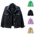 thumbnail image 4 of Atogsazn Women's Casual Denim Jacket Spring and Fall Long Sleeve Jean Coat Solid Color Tops with Pocket Purple XXXL on Clearance, 4 of 4