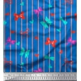 thumbnail image 1 of Soimoi Blue Heavy Canvas Fabric Bow & Stripe Decor Fabric Printed Yard 58 Inch Wide, 1 of 3