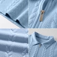 thumbnail image 4 of Uwinwear Mens Knit Polo Shirts Solid Color Short Sleeve Textured Polo Shirt Quarter Zip Collar Tee Casual Stretch Summer Golf Tops,Sky Blue,M, 4 of 4