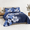 Navy Blue Flower-Queen (90"x 96"), variant on Christmas Red Flower King (104"x 90") 3-Piece Bedding Quilt Set