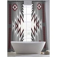 thumbnail image 6 of Red Gray Semi Sheer Window Curtains 84 Inches Long, Southwest Retro Ethnic AztecTexture Bohemian Rod Pocket Voile Silky Chiffon Curtain Light Filtering Drapes for Living Room, 52"x84", 2 Panels, 6 of 9