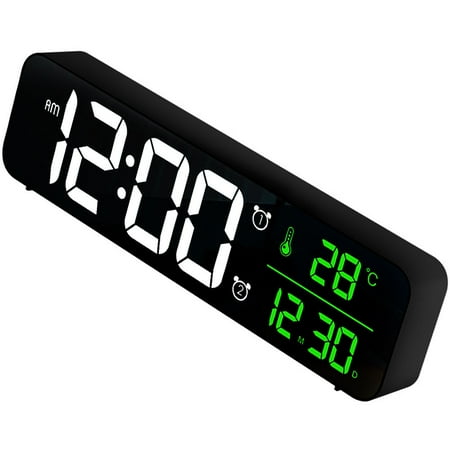 TABLZONE 1 Pc Black Inductive Alarm Clock with 24 Hour Display and Temperature Time Date Function
