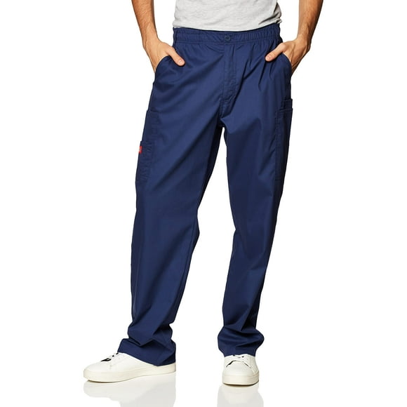 Dickies Men's Zip-Fly Pull-On Scrub Pant, Navy, Small