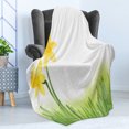 thumbnail image 4 of Daffodil Soft Flannel Fleece Blanket, Daffodil Flower in Grass Field Meadows Freshening Uniform Colored Illustration, Cozy Plush for Indoor and Outdoor Use, 60" x 80", Green Yellow, by Ambesonne, 4 of 5
