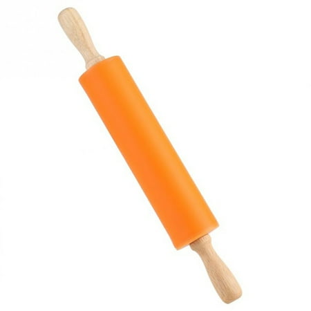 

DALX Non-Stick Silicone Rolling Pin Wooden Handle Bar Pastry Baking Tool Bakeware Kitchen Gadgets
