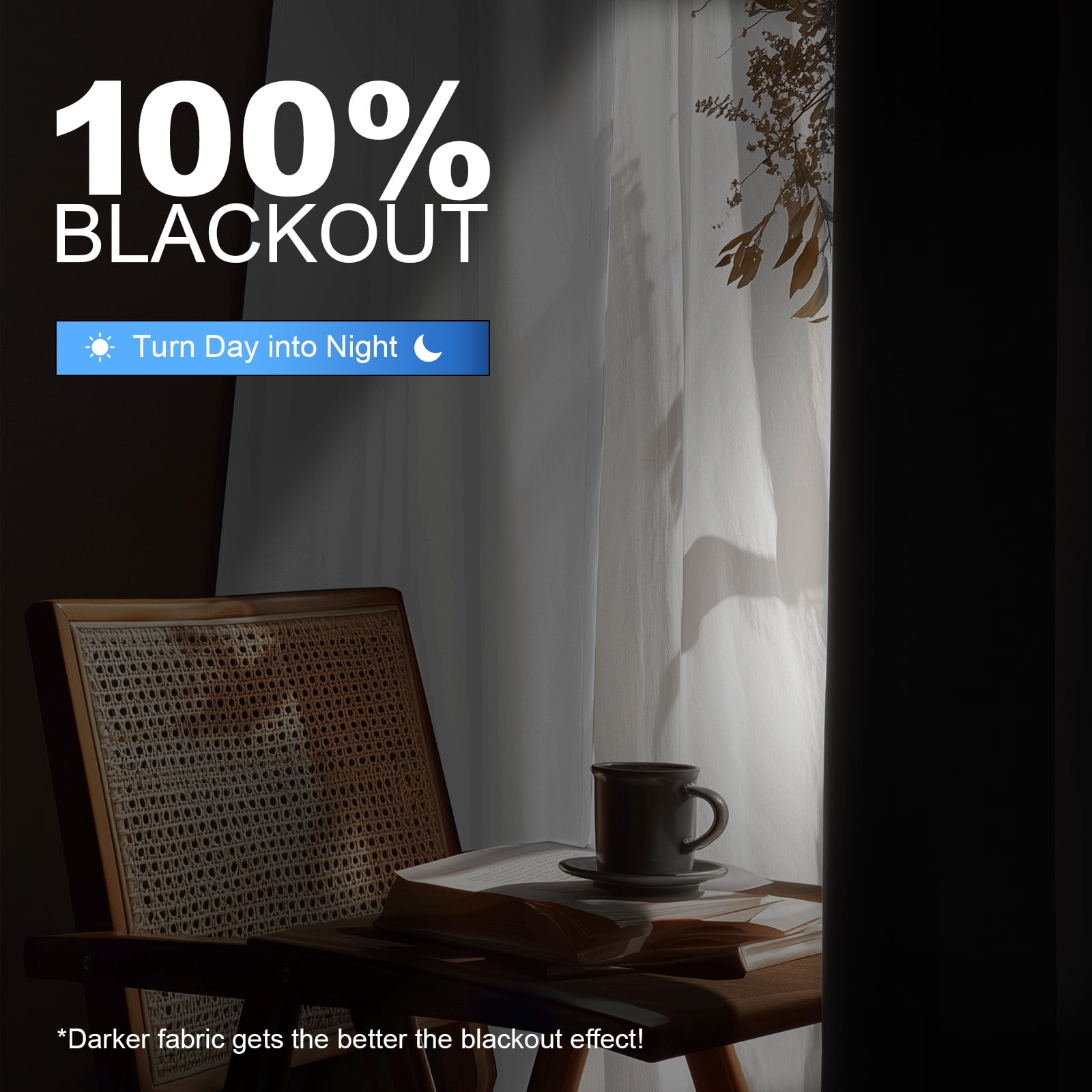 JIATER Blackout Curtains Set of 2 Panels for Bedroom Living Room 42 x 63 inch,Thermal Insulated Room Darkening Blackout Curtains with Grommet,Beige