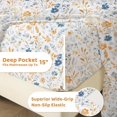 thumbnail image 4 of Floral Queen Sheets Soft Breathable Microfiber Vintage Printed Bed Sheet Set Deep Pocket Fitted Sheet Included Flower Pattern, 4 of 7