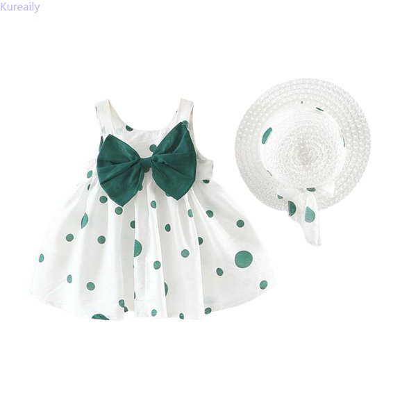 Kureaily Baby Girl Tutu Dress Summer Sleeveless Backless Birthday Party Dresses Flower Bow Sunress With Straw Hat Set 3-4 Years