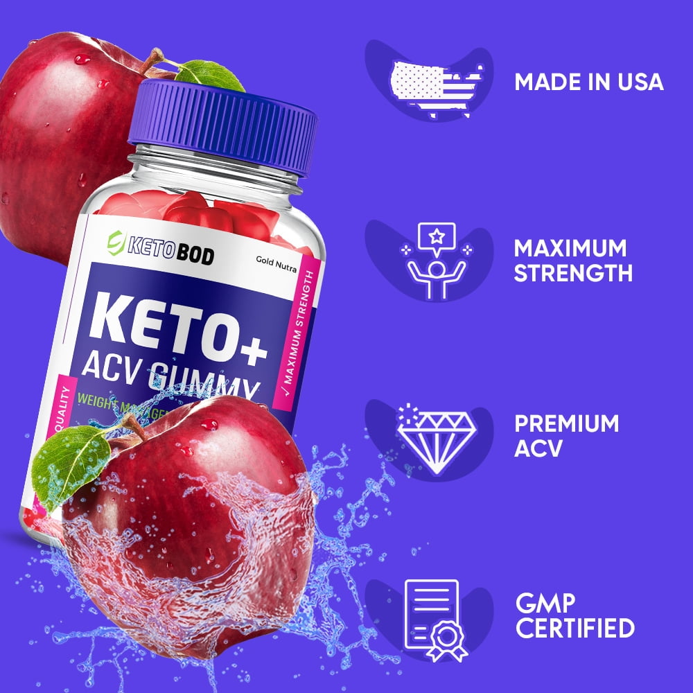 (2 Pack) KetoBod ACV Gummies, Apple Cider Vinegar, Max Strength, 2 Month Supply Dietary Supplement, Made in USA