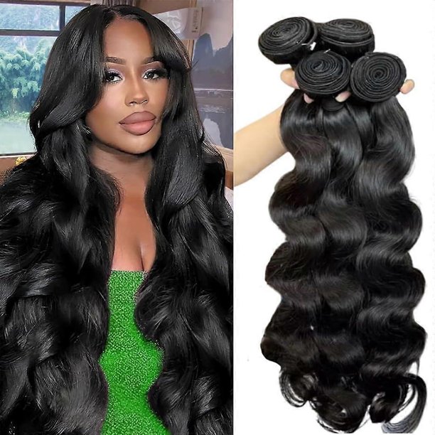 Extensiones de cabello humano virgen brasileño con ondas corporales, 24, 26, 28 y 30 pulgadas, puntas gruesas y brillantes.