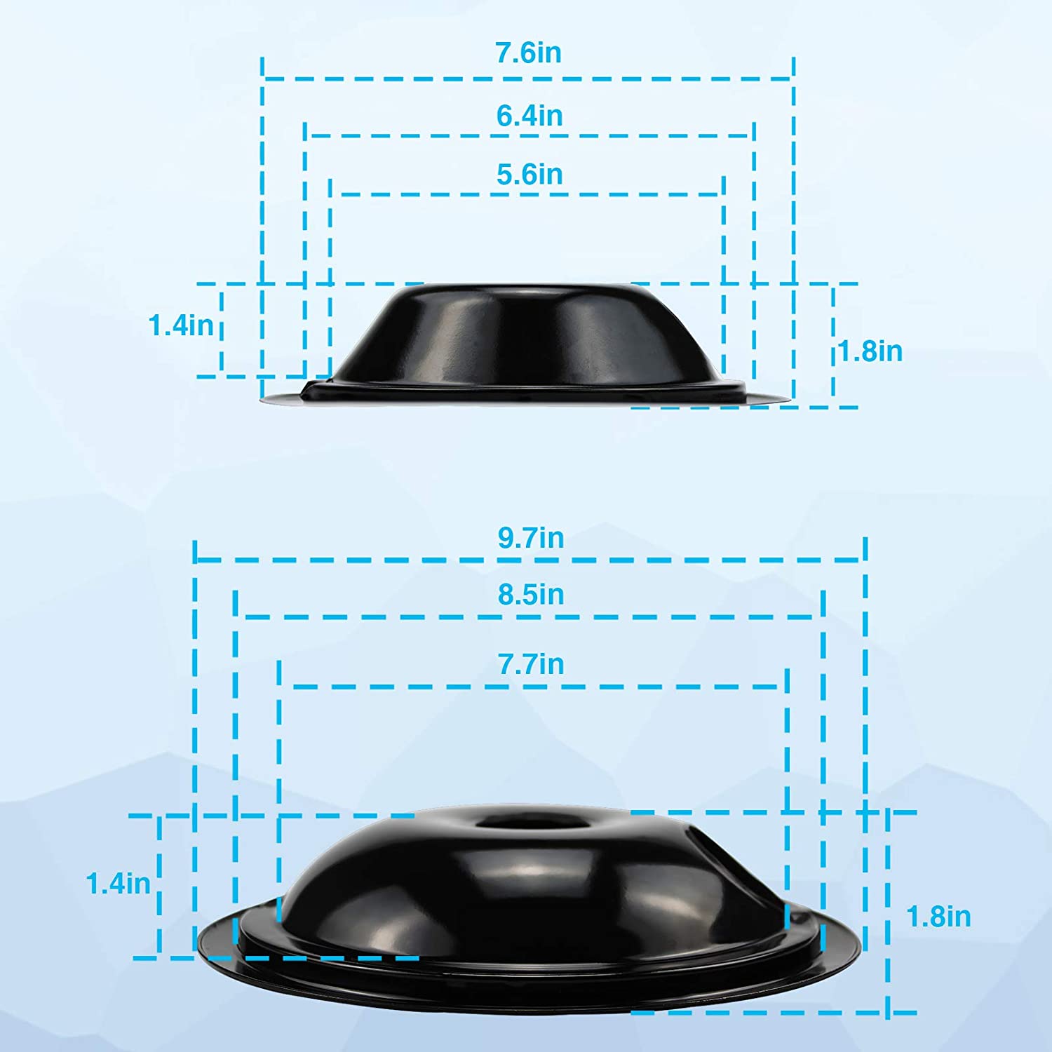 Black Stove Burner Drip Pans Replacement for GE Hotpoint Electric Stove Burner, (2) 8" WB31M19 (2) 6" WB31M20 Set by