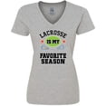 thumbnail image 3 of Inktastic Lacrosse Is My Favorite Season Women's V-Neck T-Shirt, 3 of 5