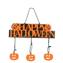 Halloween Hanging Sign Wooden Door Decorations and Wall Signs Witch Ghost Pumpkins Design for Indoor and Outdoor Hanging