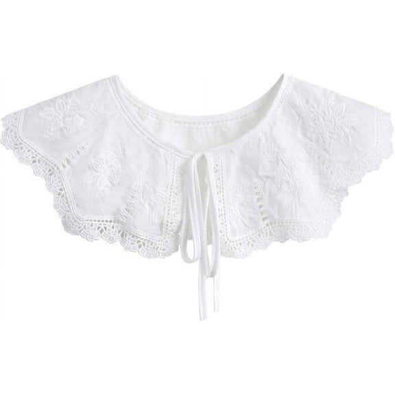 Women’s Dechable False Collar Neck Ruff Mini Lace Cape Dickey Collar