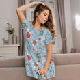 thumbnail image 3 of Haiem Sea Turtle Print Women’s Short-sleeved Nightdress – Comfortable and Loose-Fit Sleepwear, Soft Cotton Sleep Shirt for Relaxing, Casual Nightdress, 3 of 6