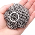 thumbnail image 6 of 4x4 Inch Cast Iron Cleaner Stainless Steel Chain Mail Scrubber with Corner Ring for Skillet Pan Pot and Wok (Silver), 6 of 8