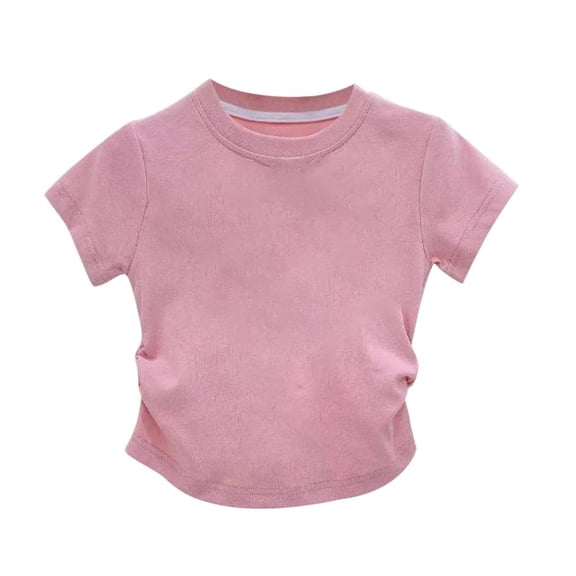 BXSRUTA Toddler & Big Girls Summer Tops Sleeveless Short Sleeve T-Shirts Soft Casual Kids Tees 1 Pack Multiple Sizes