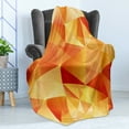 thumbnail image 4 of Abstract Soft Flannel Fleece Blanket, Abstract Art Style Geometric Theme Vector Illustration of Triangles Print, Cozy Plush for Indoor and Outdoor Use, 70" x 90", Orange and Yellow, by Ambesonne, 4 of 5