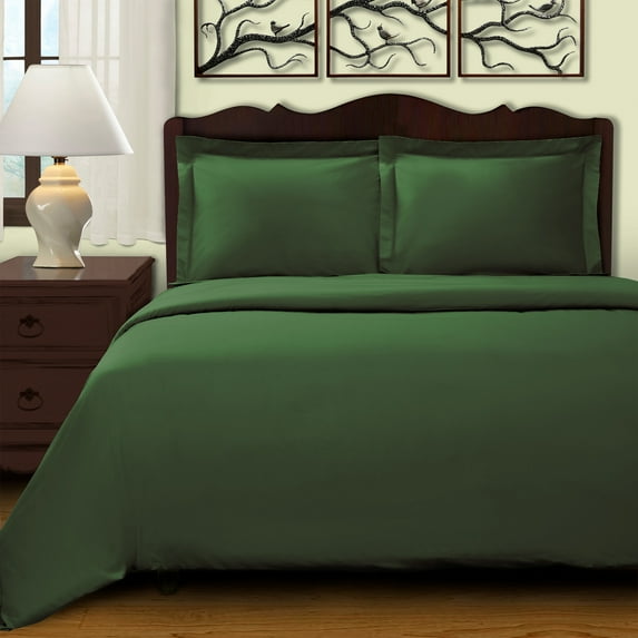 Soft and Durable Long-Staple Cotton Duvet Cover Set - Twin, Hunter Green