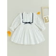 thumbnail image 2 of Bagilaanoe Little Girl Lace Dress White Ruffle Long Sleeve A-line Princess Dresses 3T 4T 5T 6T 7T Kids Fall Casual Tulle Skirt, 2 of 8