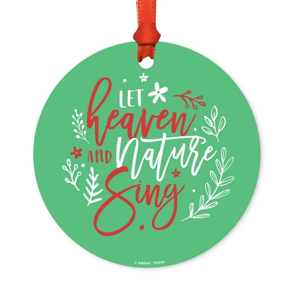 Elegant Scripted Calligraphy Round Metal Christmas Ornament, Faith, Includes Ribbon and Gift Bag