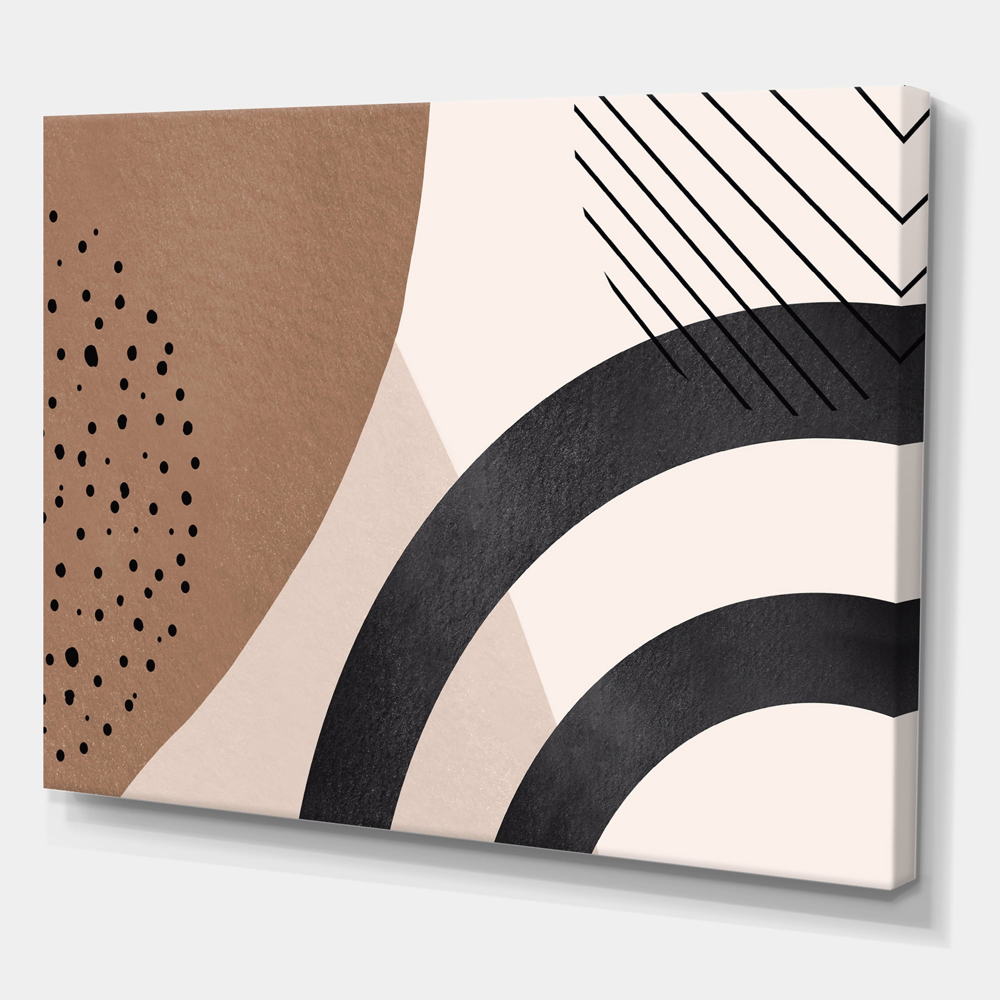 Designart ' Abstract Ivory Shapes and Shapes in Terracotta III ' Modern Canvas Wall Art Print