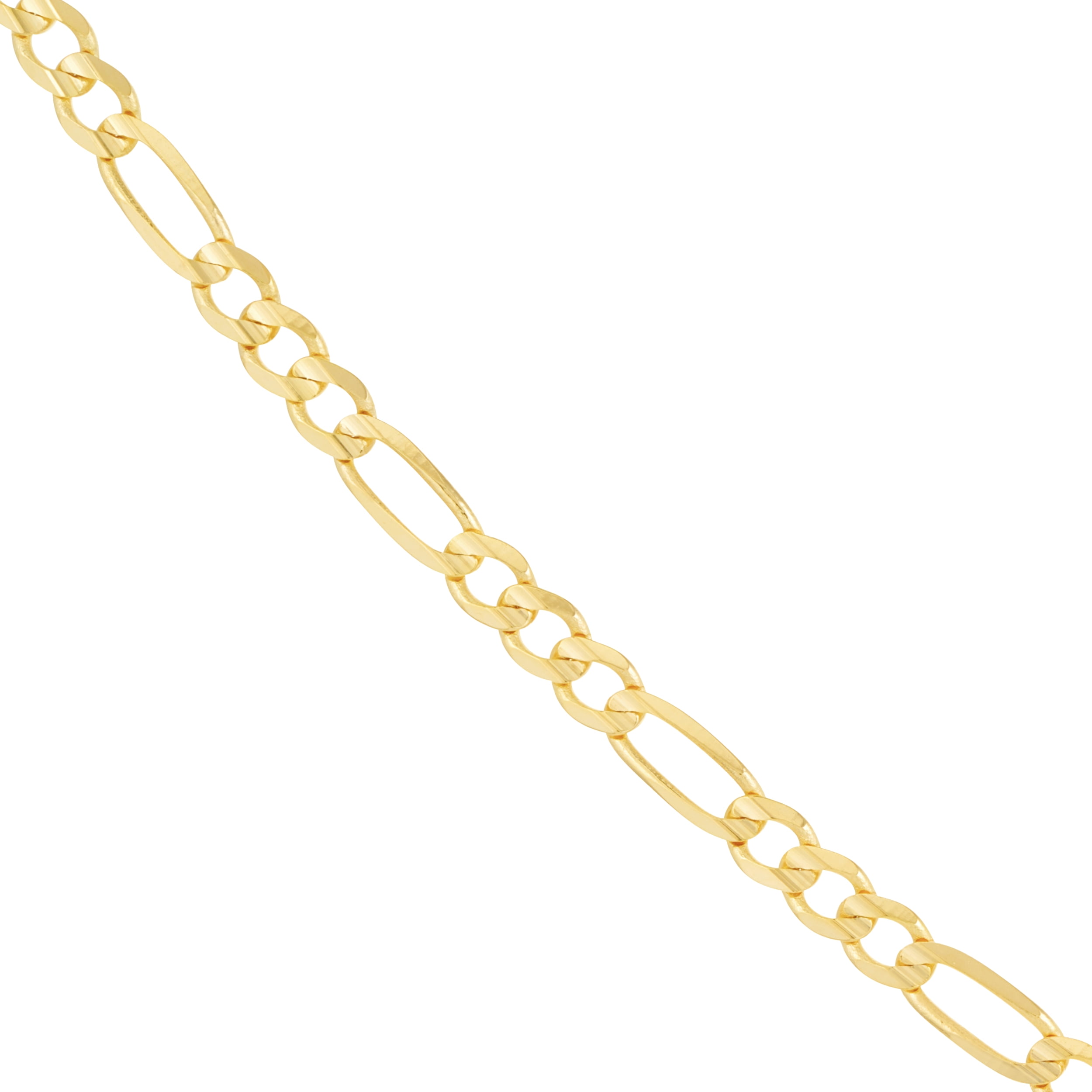 10K Yellow Gold 18" 3.9mm Light Concave Figaro Chain Necklace w/ Lobster Lock - Unisex