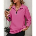 thumbnail image 2 of SWSMCLT Women's Half Zip Sweatshirt Thermal Long Sleeve High Neck Polar Fleece Sweat Shirt Zip Top Fall Fashion Rose Small, 2 of 4