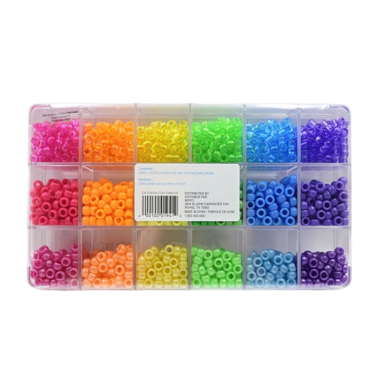 9 Packs: 2,300 ct. (20,700 total) Rainbow Pony Beads Set by