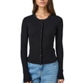 thumbnail image 1 of Gupgi Women Knit Cardigan Autumn Sweater Solid Color Long Sleeve Round Neck Button Up Ribbed Knitwear, 1 of 7