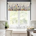 thumbnail image 2 of Rustic Floral Kitchen Curtains and Valances Set, Rod Pocket Curtains Tier for Bedroom Living Room 24 Inch Length, Seasonal Daisy Lavender Colorful Wildflowers Kitchen Curtains for Window 3 Piece Set, 2 of 6
