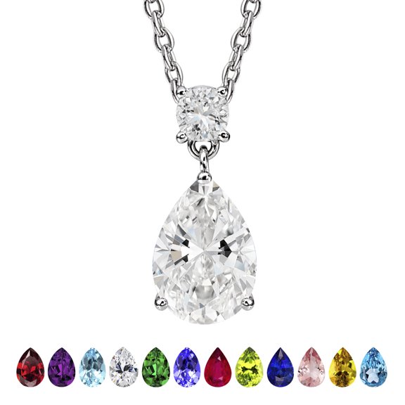 JeenMata 3.25 Carat Pear Pendant Necklace for Women, April Birthstone CZ, Necklace for Woman, Jewelry Gift for her, Christmas Gifts for women