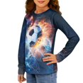 thumbnail image 4 of DISNIMO Soccer Galaxy Shirt Fall Long Sleeve Shirts for Boys 3-4 Tops Long Sleeve Loose Shirts Girls Cute T Shirt for Girls High Waisted Shirts for Girls Crew Neck Tshirt Boys, 4 of 7