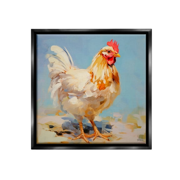Stupell Industries Abstract Hen Portrait Animals & Insects Painting Black Floater Framed Canvas Art Print Wall Art, 18 x 18