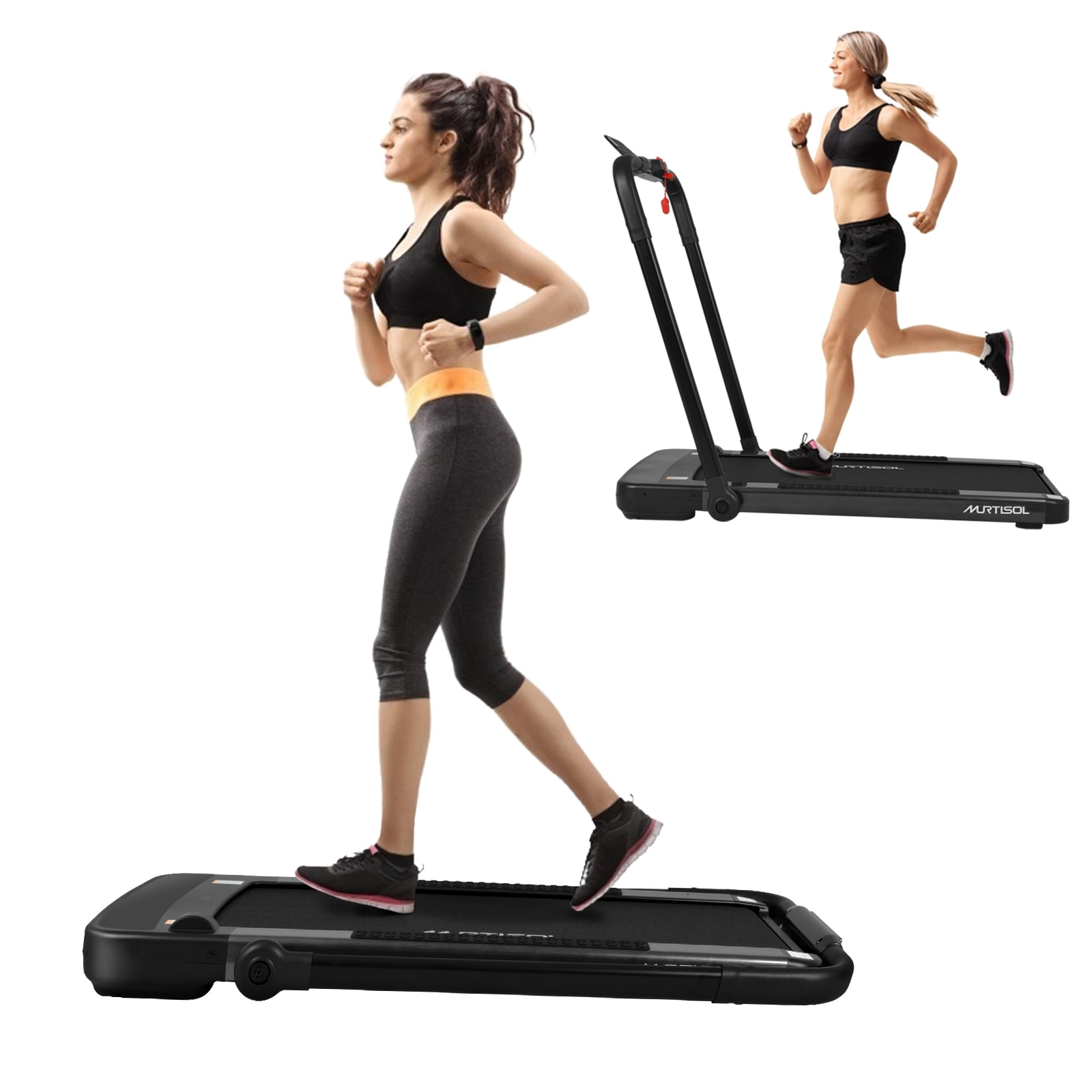Murtisol Folding Electric Motorized Treadmill Machine Bluetooth Mobile Phone APP 1100W Portable LCD Displayer Walking Running Cardio Exercise Fitness Home Gym Black Walmart